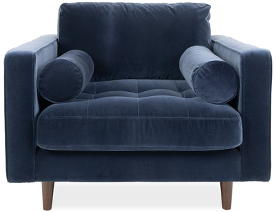 scott cotton Navy Velvet 1 Seater Armchair