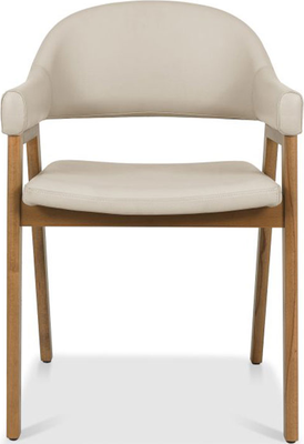camden Rustic Oak & Bonded Ivory Chair With Arms