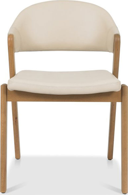 camden Rustic Oak & Bonded Ivory Leather Dining Chair