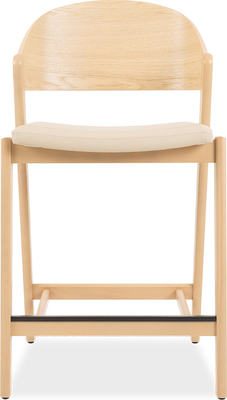 vega Scandi Oak & Bonded Ivory Leather High Back Barstool
