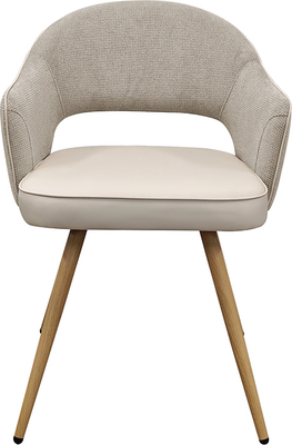 lia Beige Fabric & Ivory Faux Leather Dining Chair