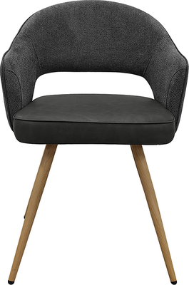 lia Grey Fabric & Vintage Dark Grey Faux Leather Dining Chair