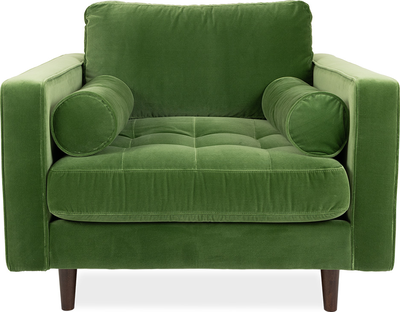 scott cotton Grass Velvet 1 Seater Armchair