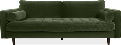 scott Cypress Green Velvet 3 Seater Sofa