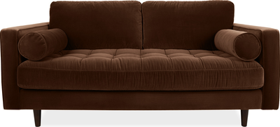 scott Chocolate Brown Velvet 2 Seater Sofa
