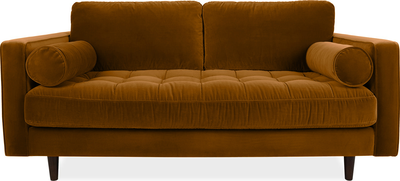 scott Cognac Velvet 2 Seater Sofa