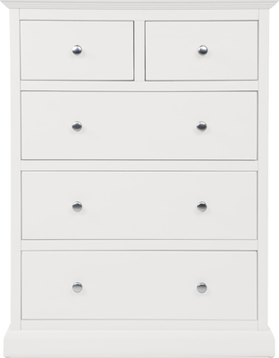 amelia White Wooden 5 Drawer Tallboy