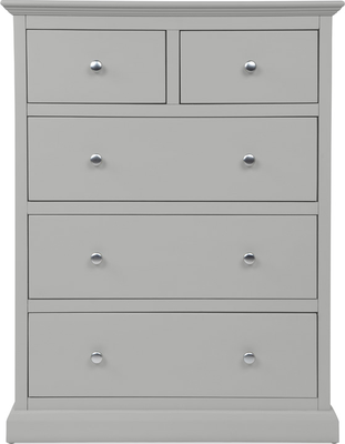 amelia Grey Wooden 5 Drawer Tallboy