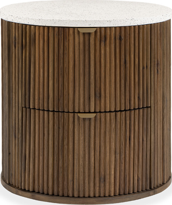 beau Brown Wooden Oval Bedside Locker