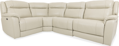 horizon Ivory Leather 4 Piece Powered Recliner Corner Group