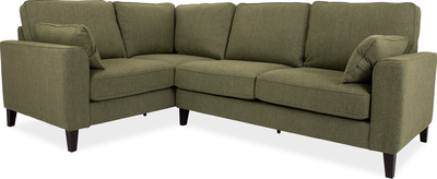 milo Dark Green Fabric 1.5L/2.5R Corner Sofa
