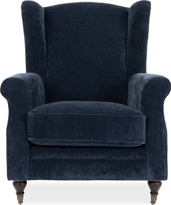 sage Navy Fabric Wingback Armchair