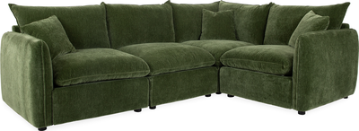 jade Bottle Green Fabric 4 Piece Corner Sofa