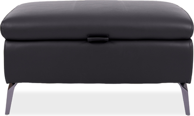 truman Grey Leather Storage Footstool