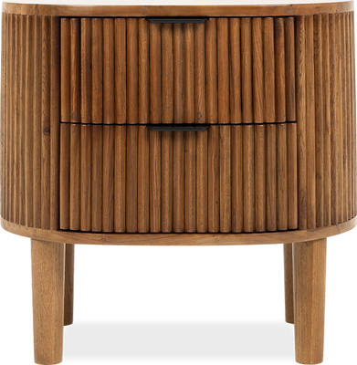 lyra Dark Smoked Oak 2 Drawer Oval Bedside Locker