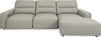 levi Grey Leather Power Right Hand Facing Chaise