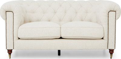 bethany Natural Fabric 2 Seater Chesterfield Sofa
