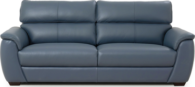nixon Smoke Blue Leather 3 Seater Sofa