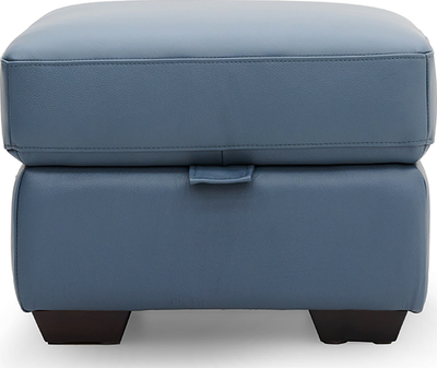 nixon Smoke Blue Leather Storage Footstool