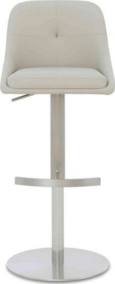 avorio Cream Faux Leather Bar Stool with Metal Base