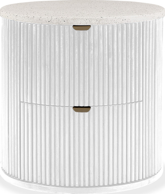 beau White Wooden Oval Bedside Locker