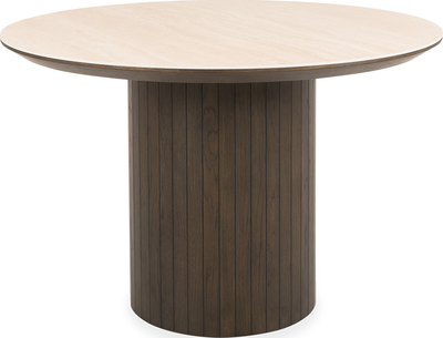 augusto Dark Brown & Ceramic Top Wooden Round Dining Table