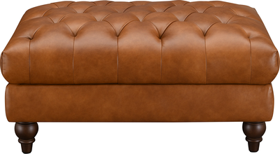 regal Cognac Leather Ottoman Footstool