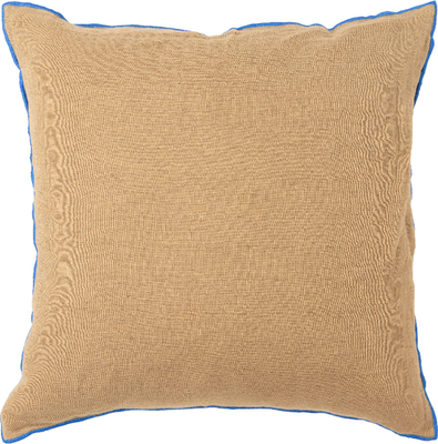 linen Brown Cobalt & Blue Edge Cushion  45x45cm