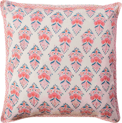 Whisper Pink Floral Block Print Pillow Cover
